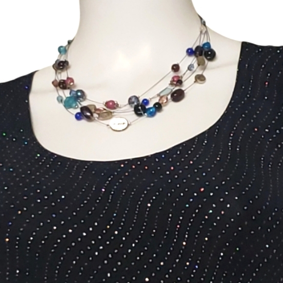 Lia Sophia Art Show 5-Strand Beaded Necklace w/Cut Crystals, Resin & Glass Beads - Picture 1 of 10